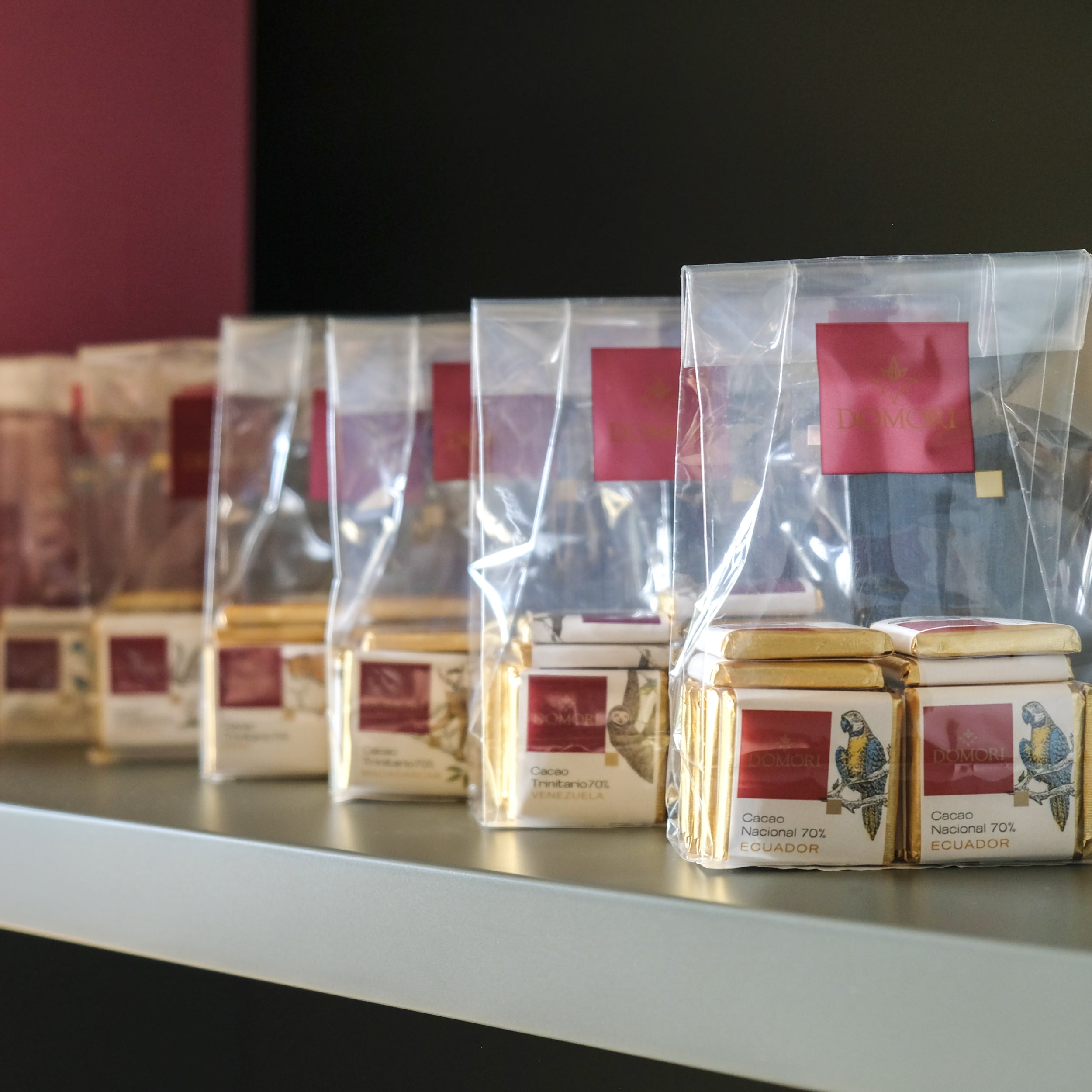 Domori Assorted Napolitains Chocolate Square Display