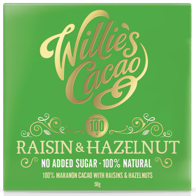 Willie's Cacao Raisin & Hazelnut 100% Cacao Bar