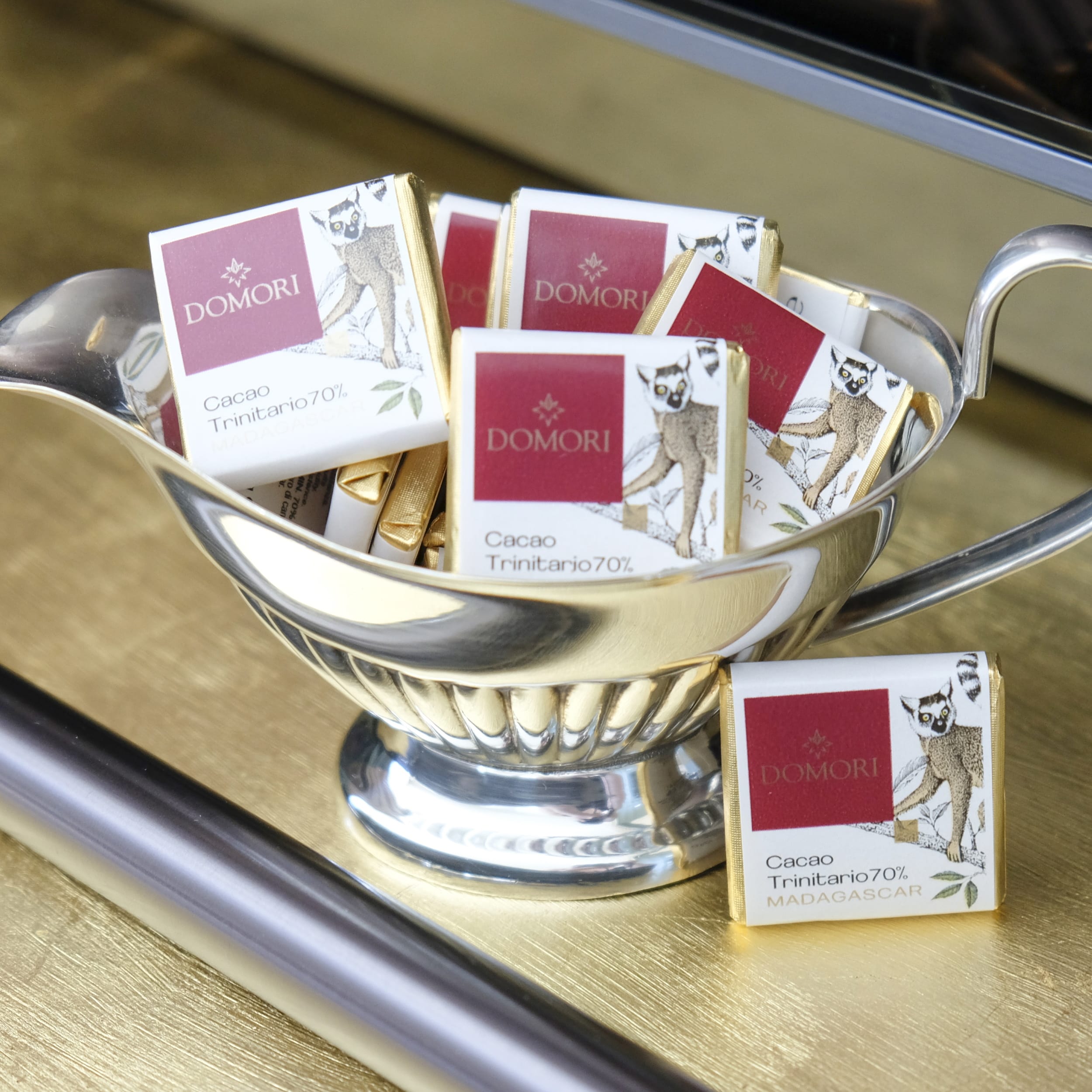 Domori Trinitario Madagascar 70% Dark Chocolate Square Display