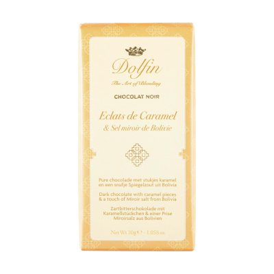 Dolfin 60% Dark Chocolate with Caramel Pieces & Mirror Salt from Bolivia-min