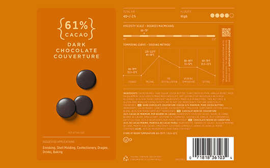 Guittard Lever du Soleil 61% Dark Couverture Chocolate Wafers Info