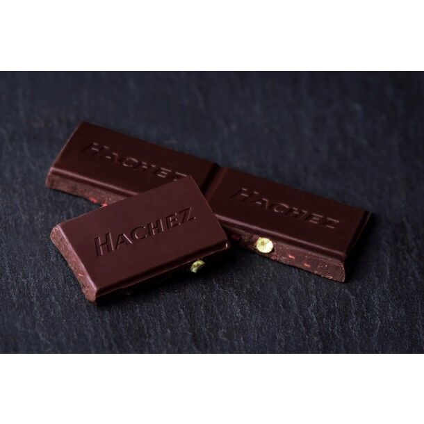 Hachez Cocoa d'Arriba Strawberry Peppercorn 77% Dark Chocolate Bar piece