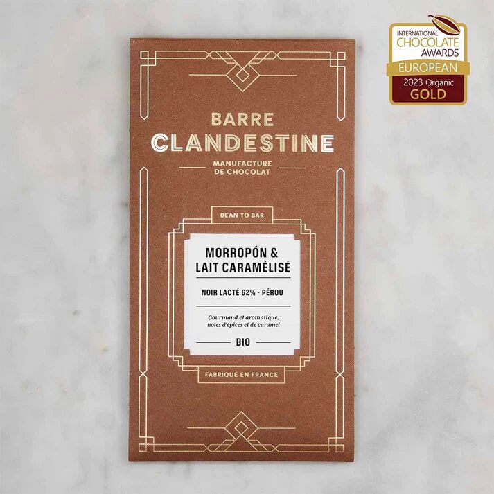 Barre Clandestine Morropón Peru 62% Milk Chocolate Bar with Caramelized Milk Lifestyle