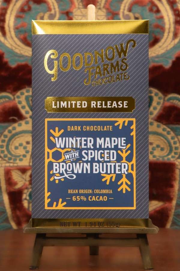 Goodnow Farms Winter Maple Colombia 65% Dark Chocolate Bar with Spiced Brown Butter