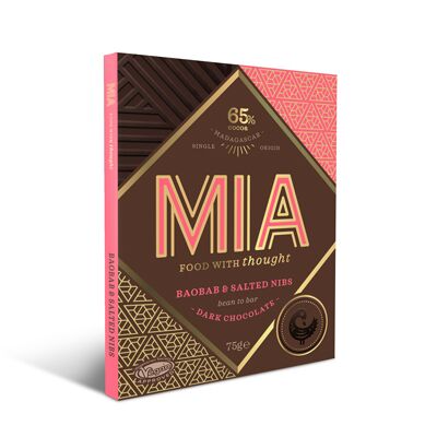 MIA Madagascar 65% Dark Chocolate Bar with Baobab & Salted Nibs