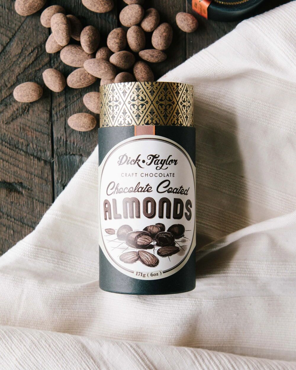 Dick Taylor Belize 65% Dark Chocolate Coated Almonds Lifestyle