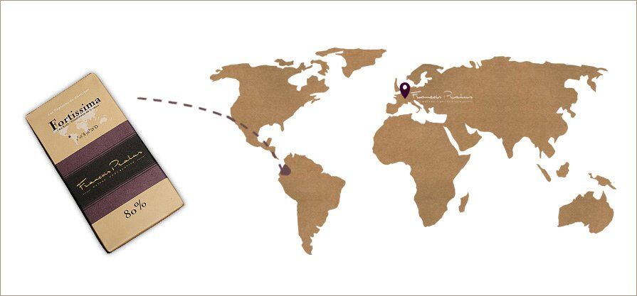 François Pralus Fortissima 80% Dark Chocolate Bar Map
