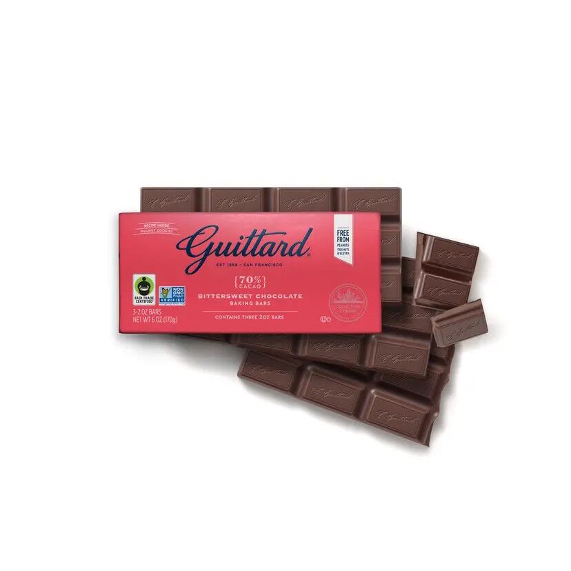 Guittard 70% Bittersweet Dark Chocolate Baking Bar Open