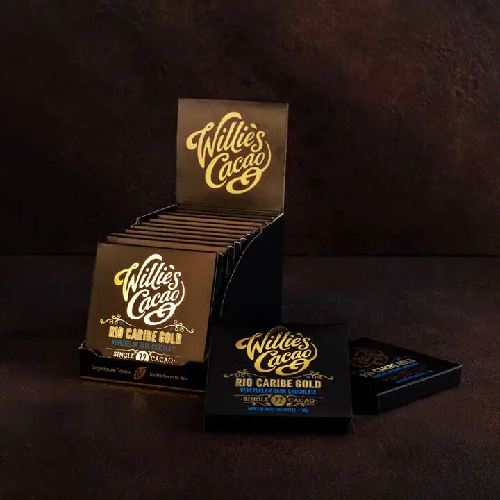 Willie's Cacao Rio Caribe Gold Venezuela 72% Dark Chocolate Bar Case