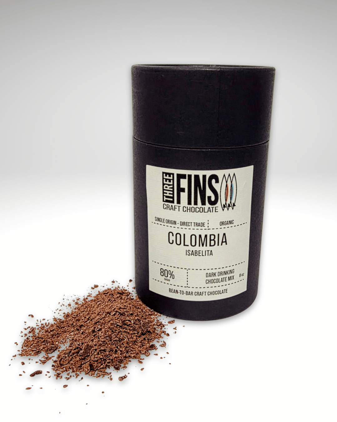 Three Fins Craft Chocolate Isabelita Colombia 80% Dark Drinking Chocolate