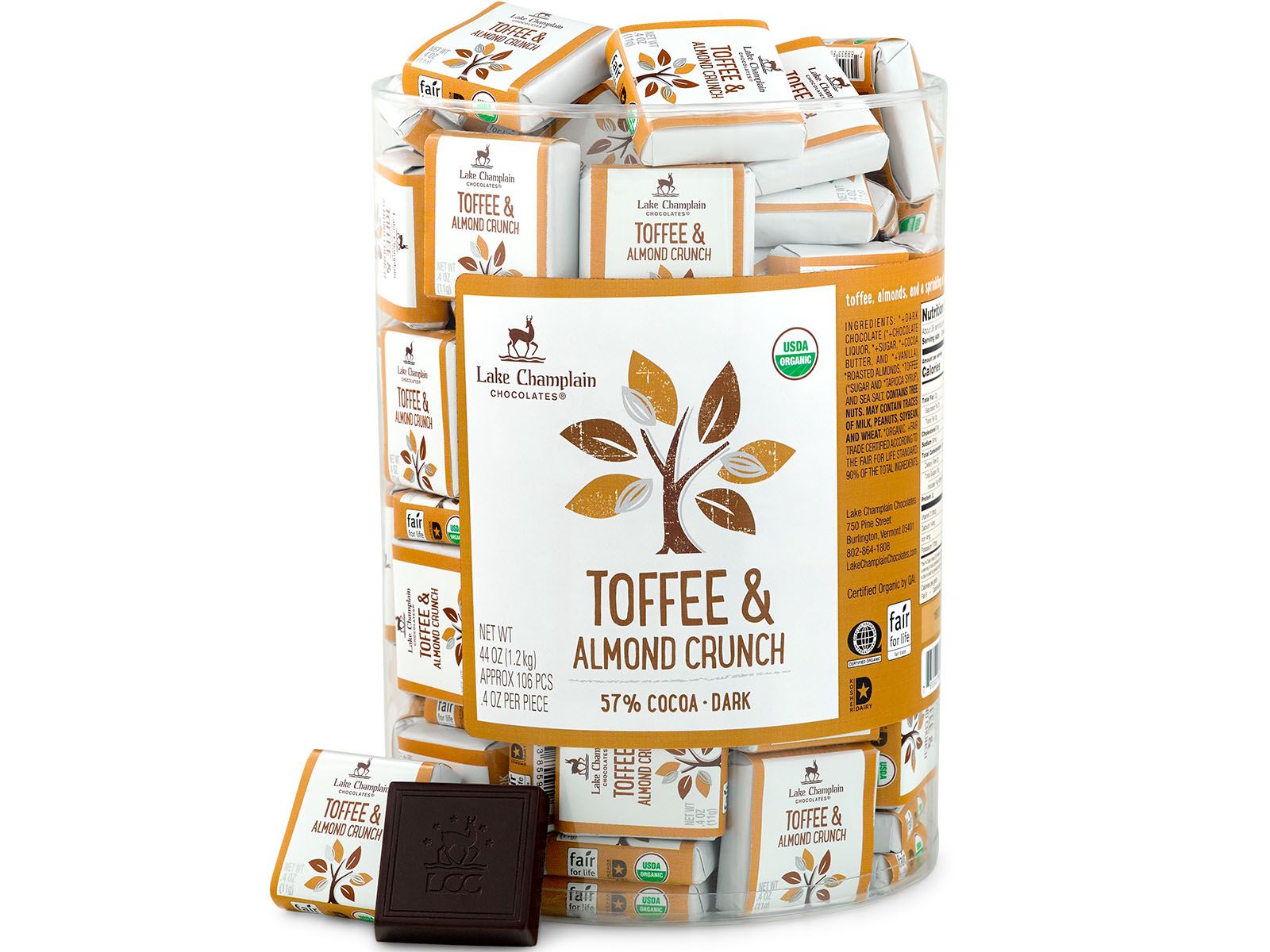 Lake Champlain Toffee & Almond Crunch 57% Dark Chocolate Squares