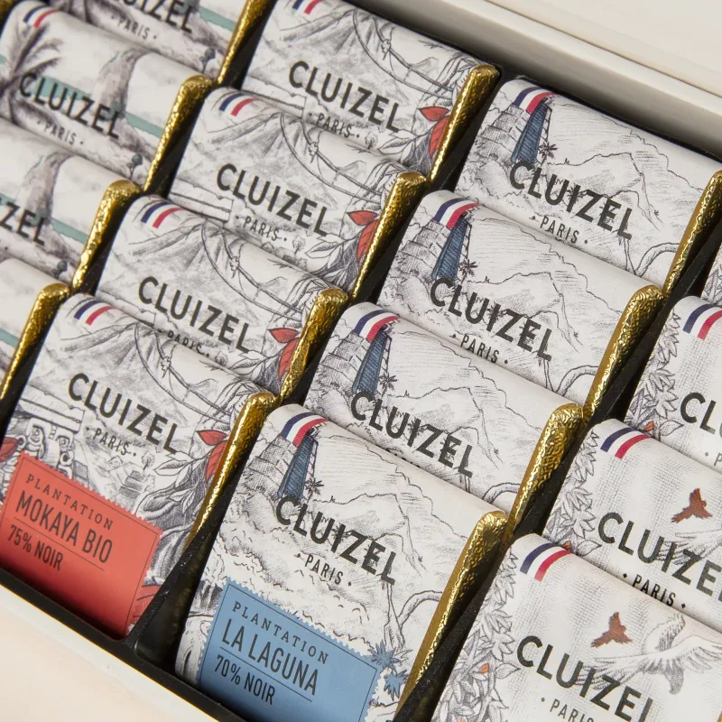 Cluizel 28-Piece Single Plantation Chocolate Tasting Box Lifestyle