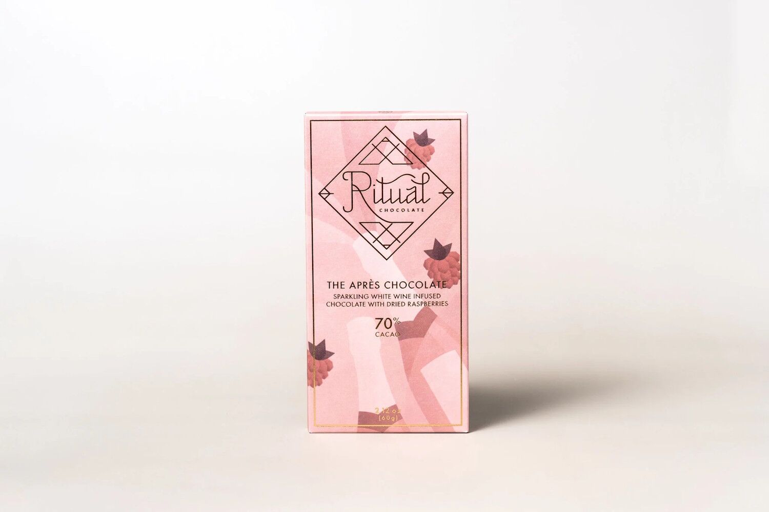 Ritual Chocolate The Après Chocolate 70% Dark Chocolate Bar with Sparkling White Wine & Dried Raspberries