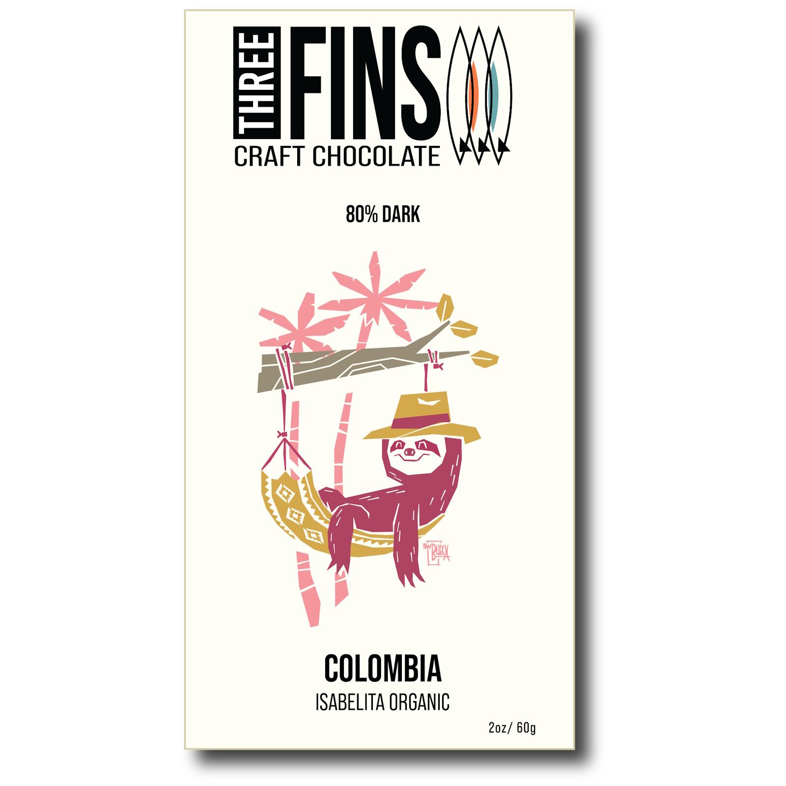 Three Fins Craft Chocolate Isabelita Colombia 80% Dark Chocolate Bar