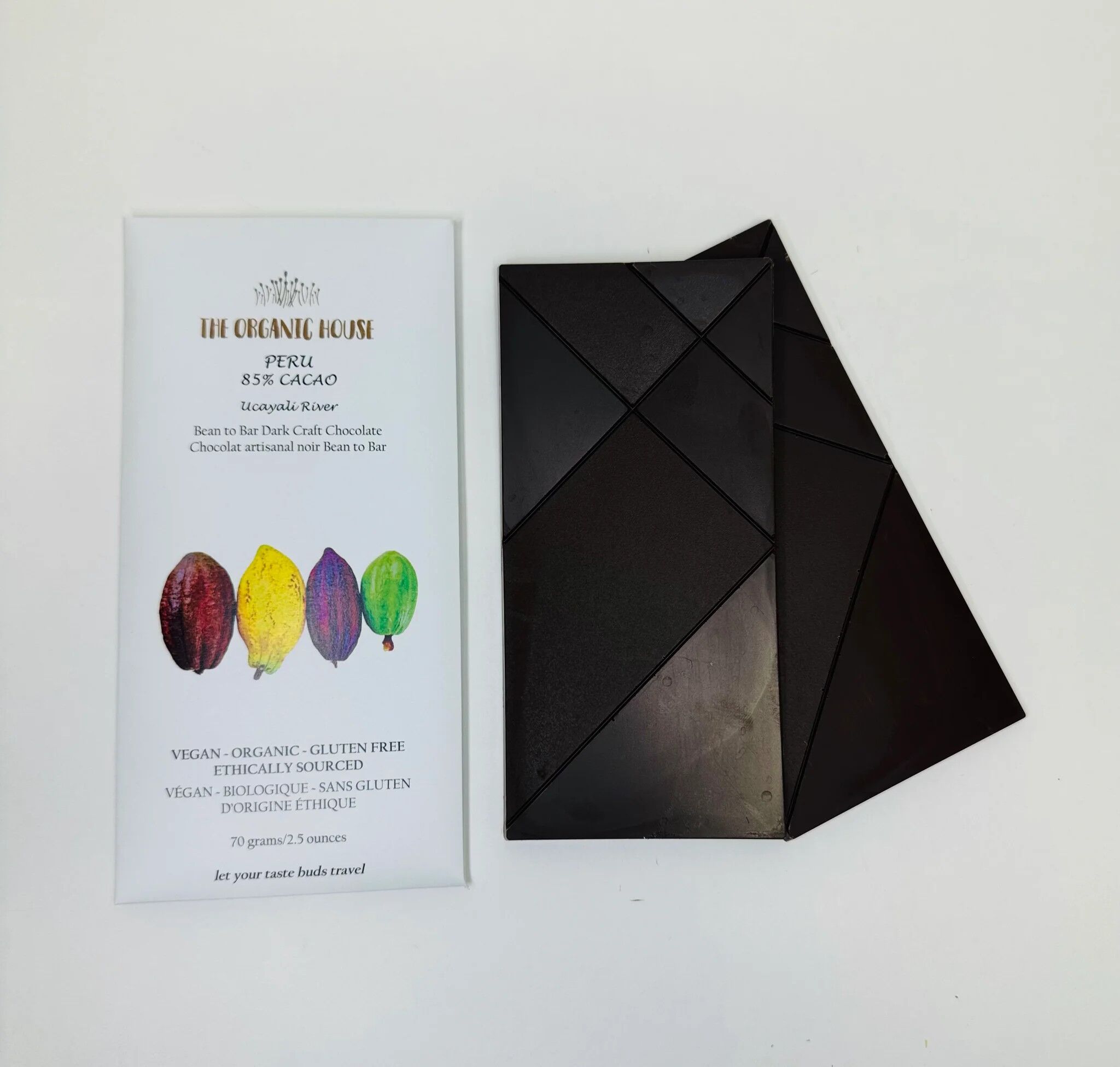 The Organic House Ucayali Peru 85% Dark Chocolate Bar