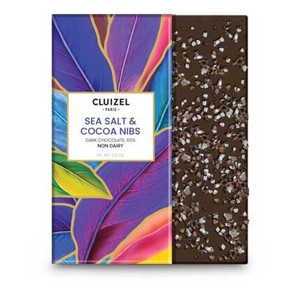 Cluizel 65% Dark Chocolate Bar with Cocoa Nibs & Sea Salt