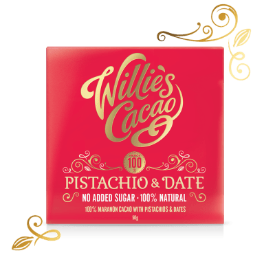 Willie's Cacao Pistachio & Date 100% Cacao Bar