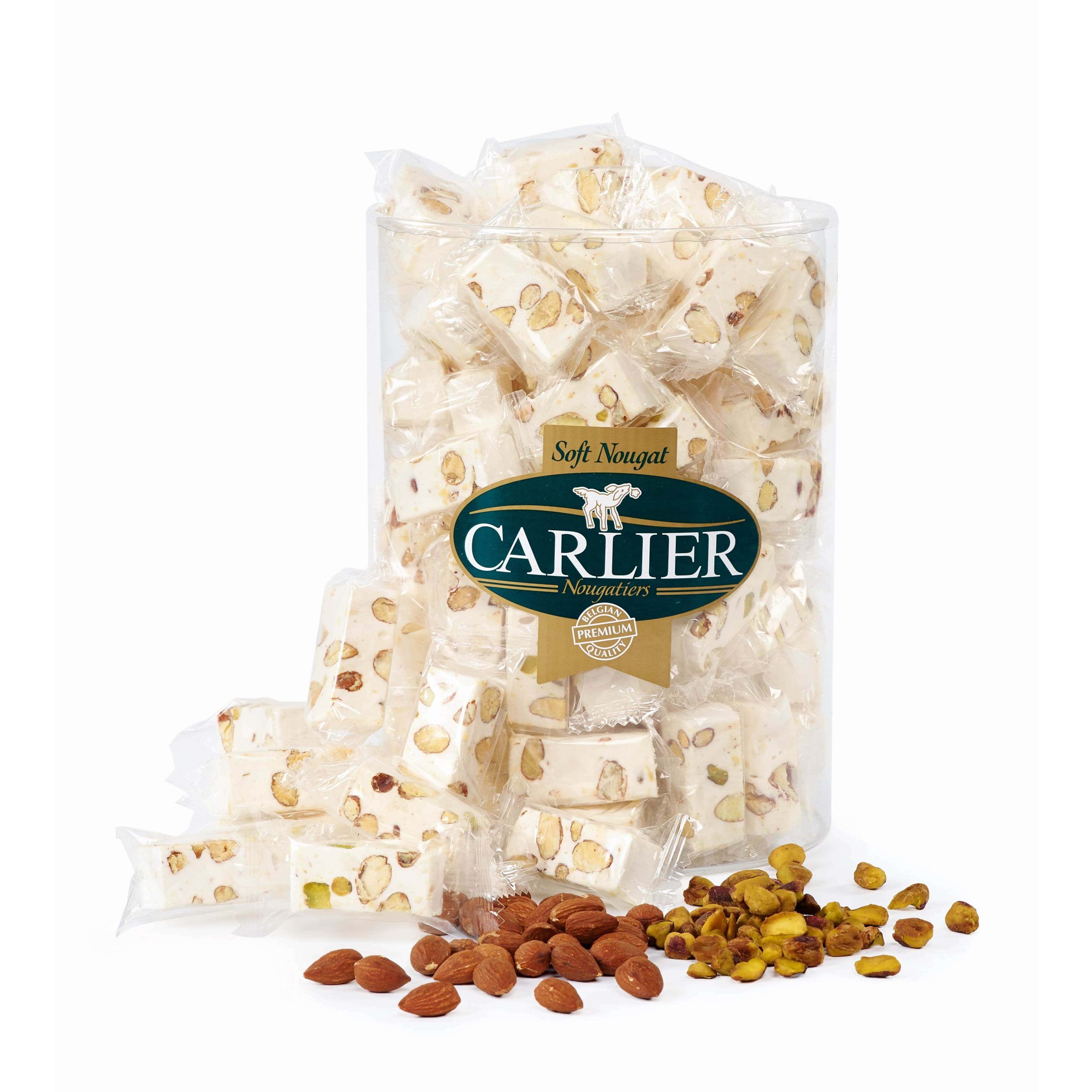 Carlier Vanilla Honey Nougat Pieces with Almonds & Pistachios-min