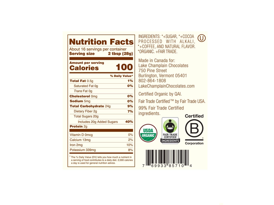 Lake Champlain Chocolates® Mocha Hot Chocolate Mix - Nutritional Info