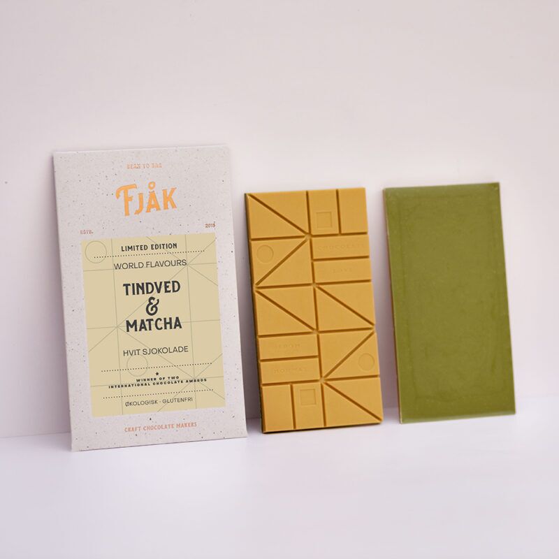 Fjak White Chocolate Bar with Buckthorn & Matcha