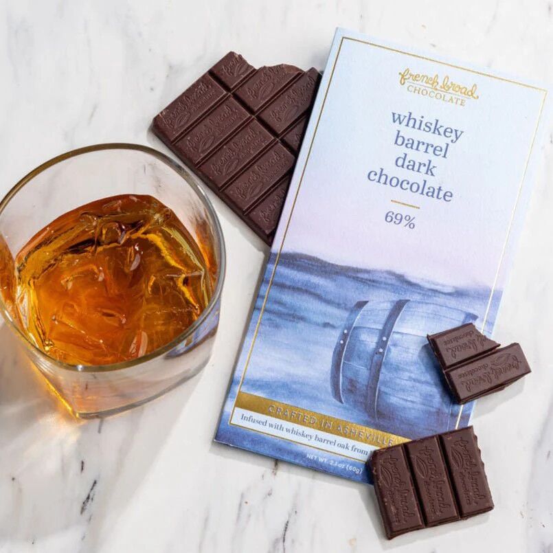 French Broad Chocolate Whiskey Barrel 69% Dark Chocolate Bar