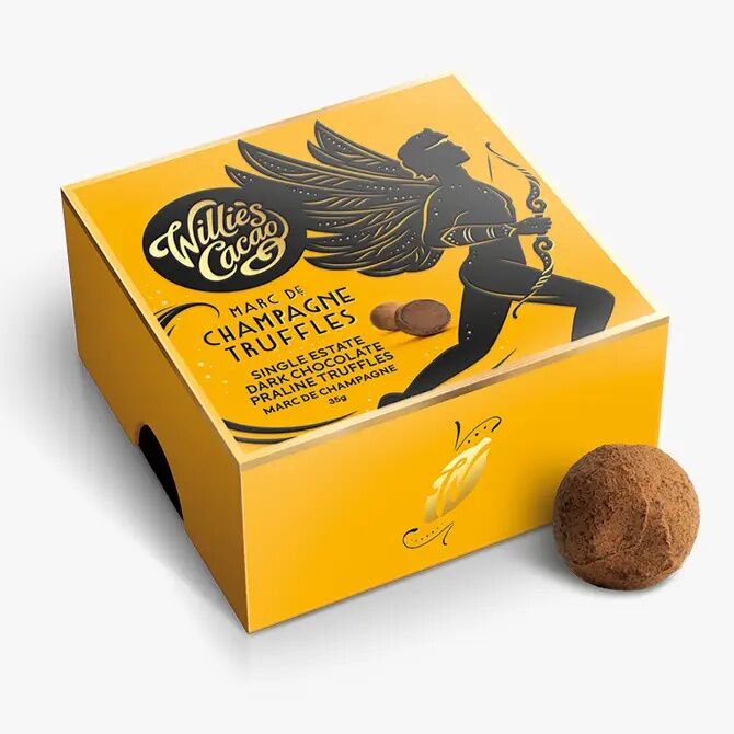 Willie's Cacao 5-Piece Dark Chocolate Praline Truffles with Marc de Champagne