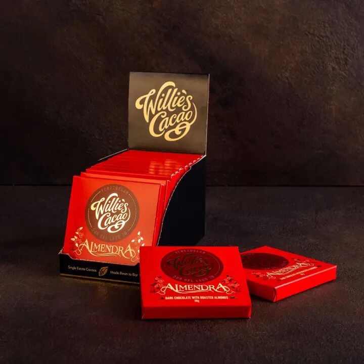 Willie's Cacao Almendra Venezuela 70% Dark Chocolate Bar with Roasted Almonds Case