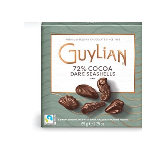 Guylian 6-Piece 72% Dark Chocolate Seashells with Dark Praliné