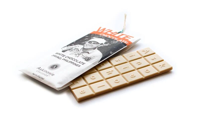 Askinosie Davao Philippines 34% White Chocolate Bar Open Lifestyle