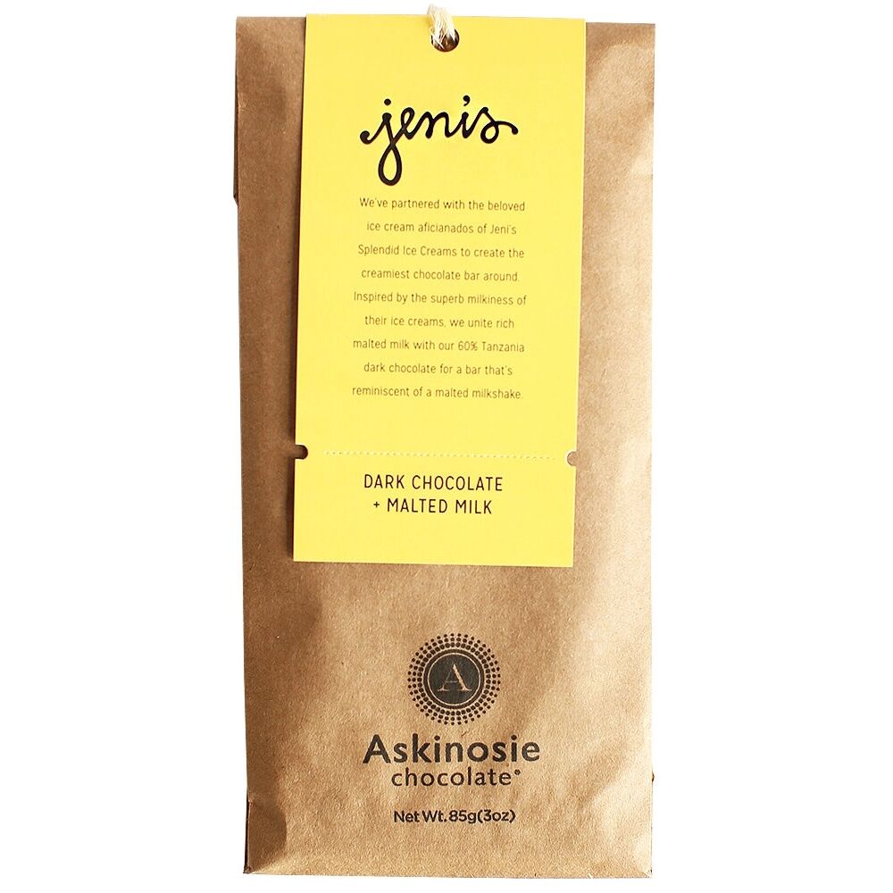 Askinosie Tanzania 60% Dark Chocolate Bar with Jeni's Malted Milk