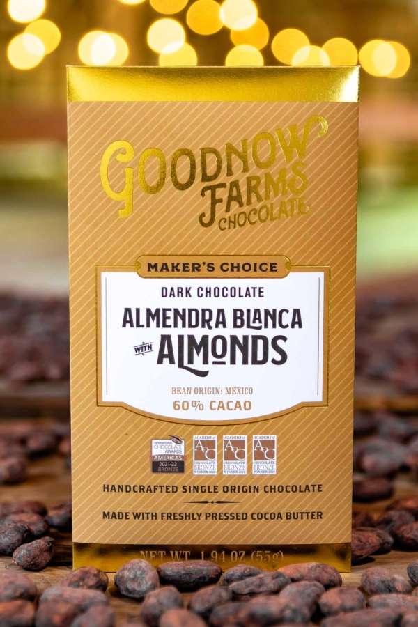 Goodnow Farms Almendra Blanca Mexico 60% Dark Chocolate Bar with Almonds