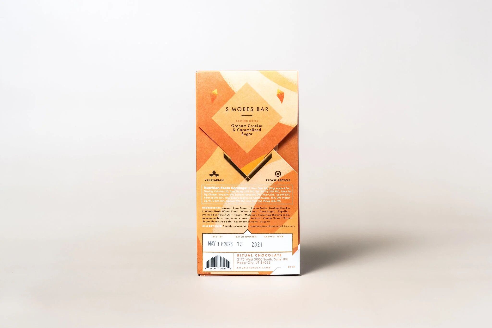 Ritual Chocolate S’Mores Bar 70% Dark Chocolate Bar with Graham Cracker & Caramelized Sugar - Image 2