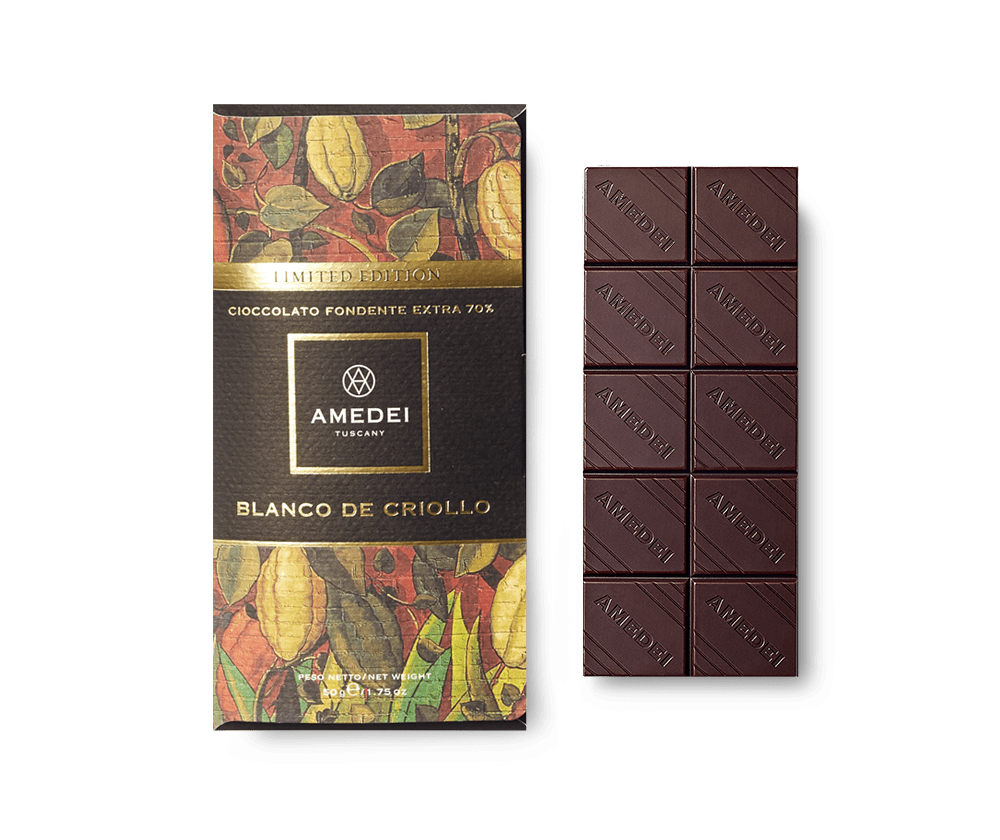 Amedei Blanco de Criollo 70% Dark Chocolate Bar Open Amedei Blanco de Criollo 70% Dark Chocolate Bar Open