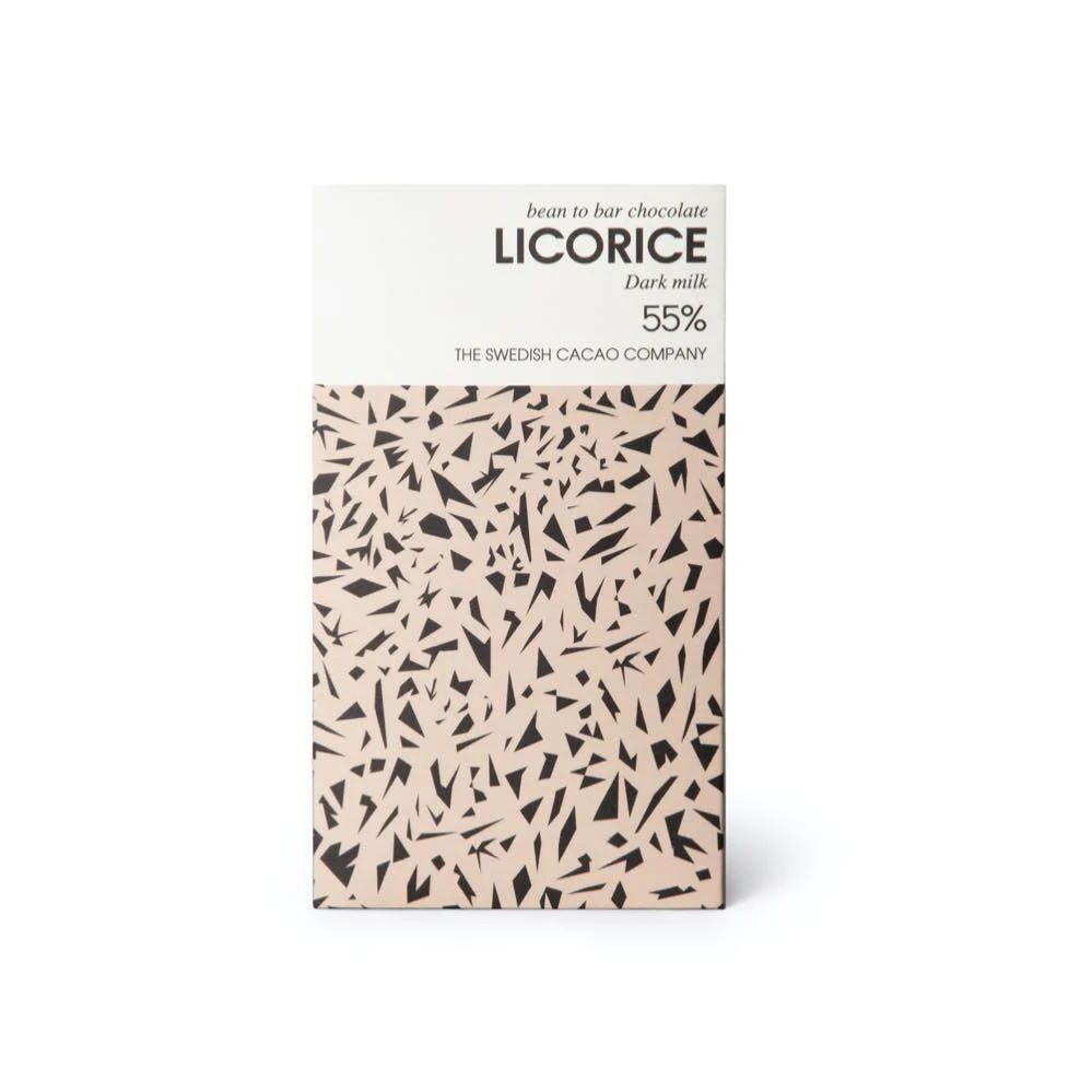 Svenska Kakao 55% Dark Milk Chocolate Bar with Licorice