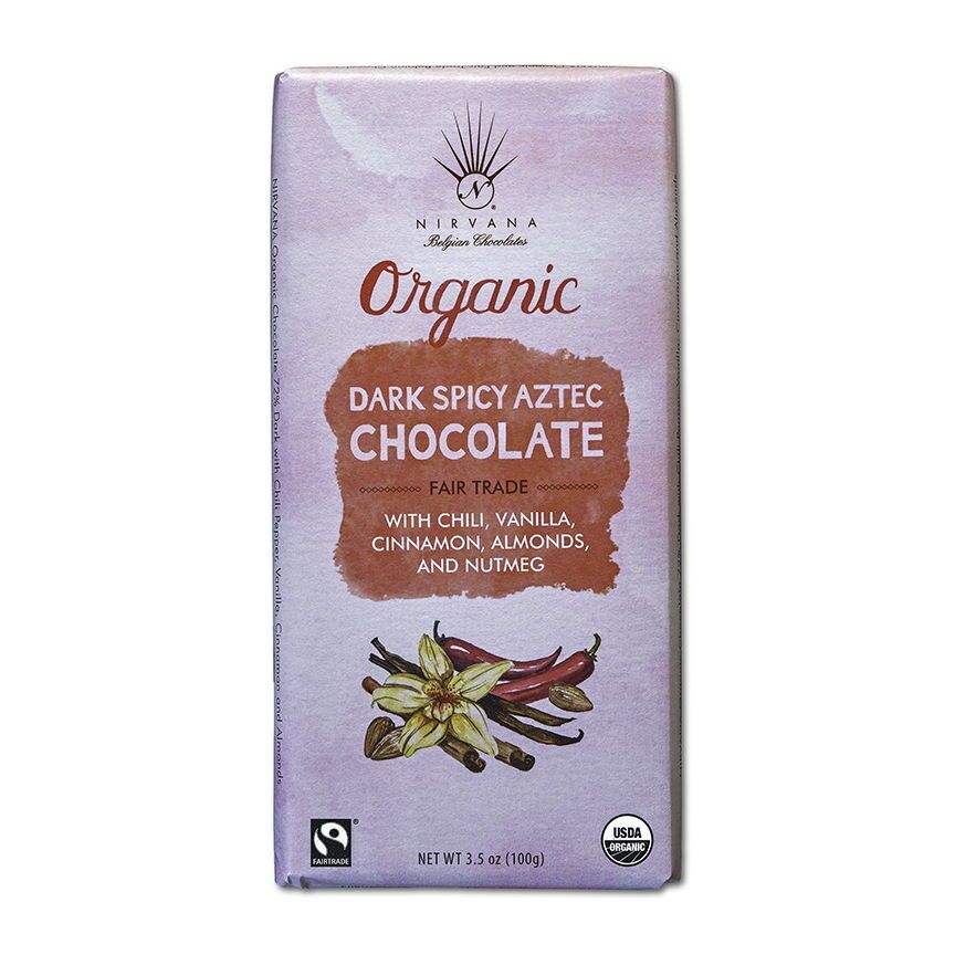 Nirvana 72% Dark Spicy Aztec Chocolate Bar-min