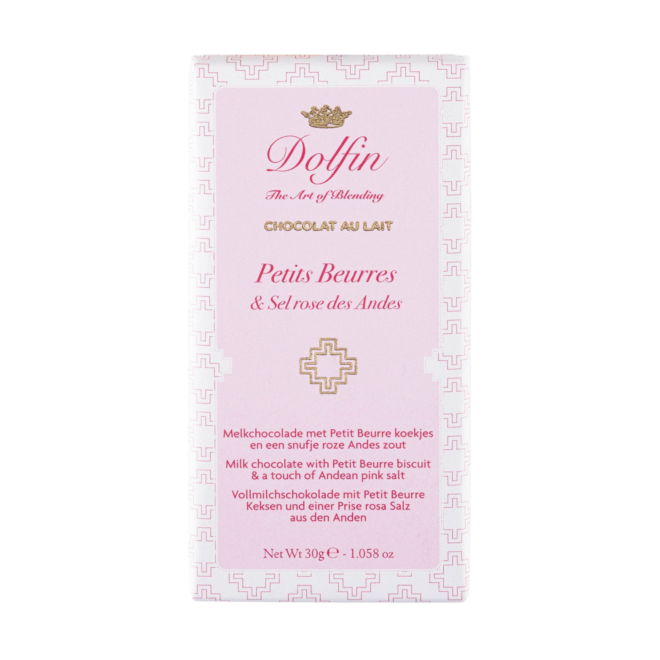 Dolfin 38% Milk Chocolate with Petits Beurres & Andean Pink Salt-min