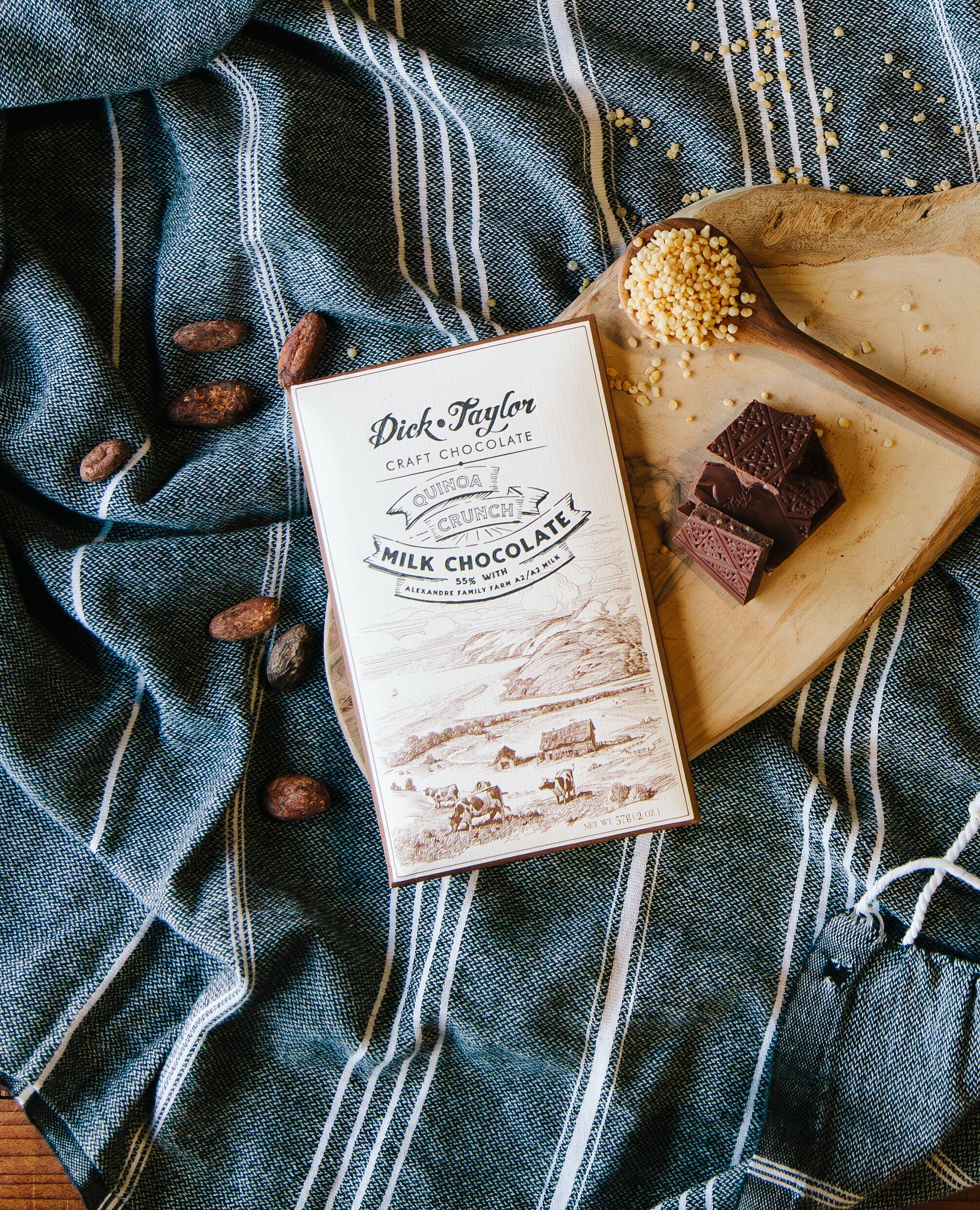 Dick Taylor 55% Milk Chocolate Bar with Quinoa Crunch Lifestyle