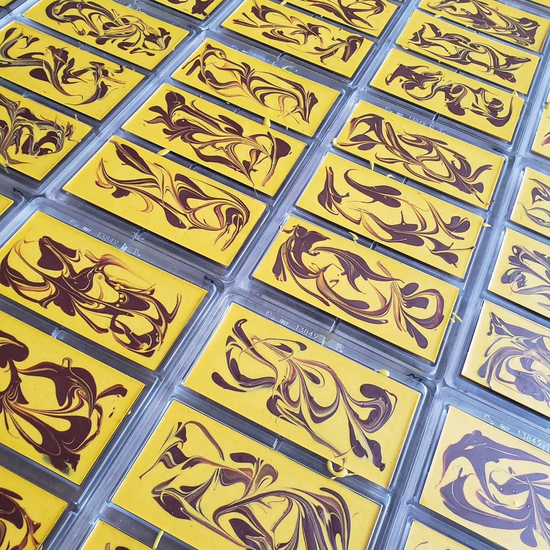 BOHO Chocolate Turmeric Swirl Chocolate Bar Open Lifestyle Production