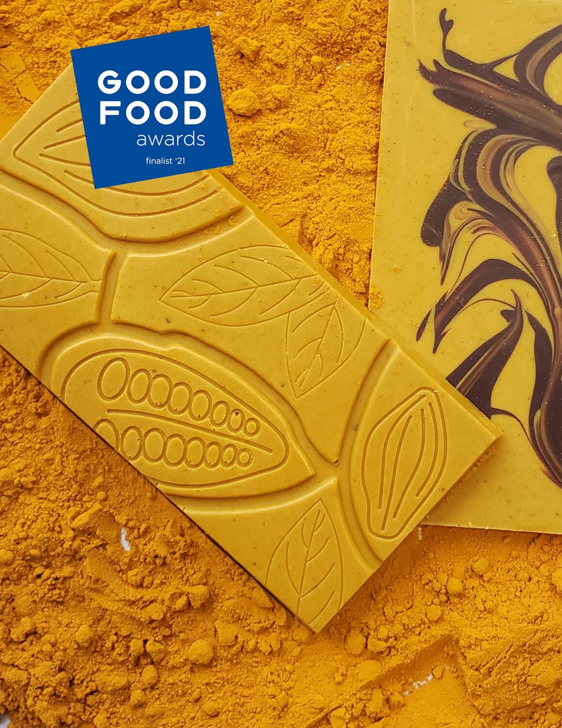 BOHO Chocolate Turmeric Swirl Chocolate Bar Open Lifestyle