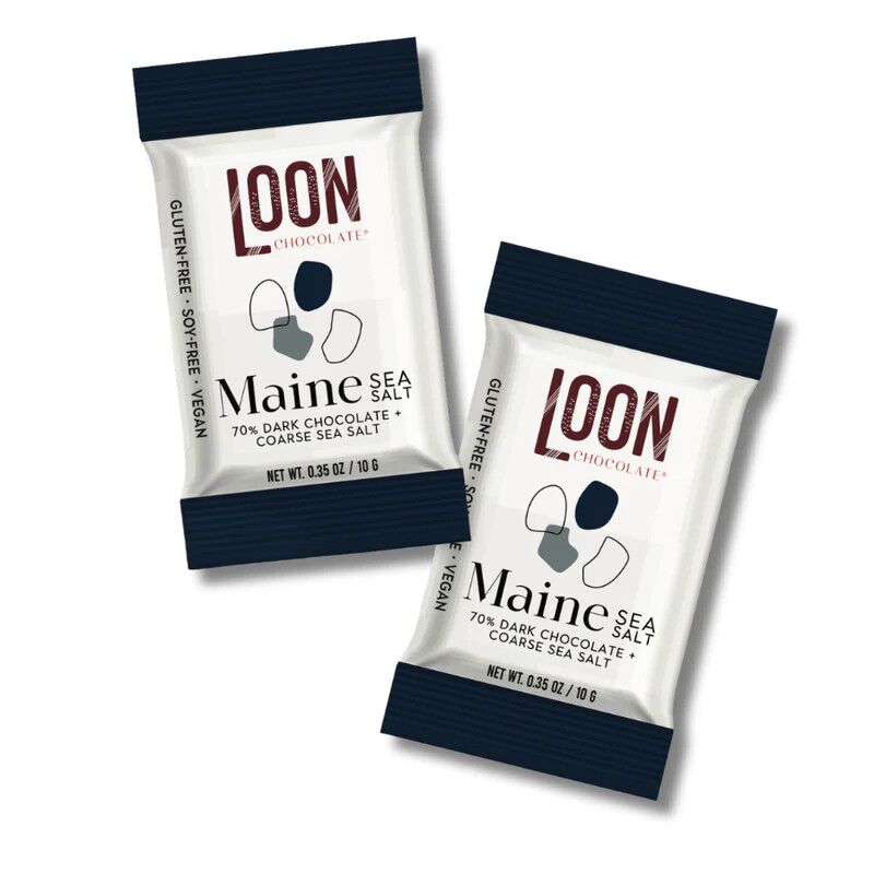 Loon Chocolate MINI 70% Dark Chocolate Bar with Maine Sea Salt Singles