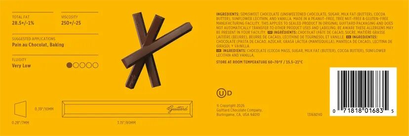 Guittard 50% Dark Chocolate Baking Batons Label