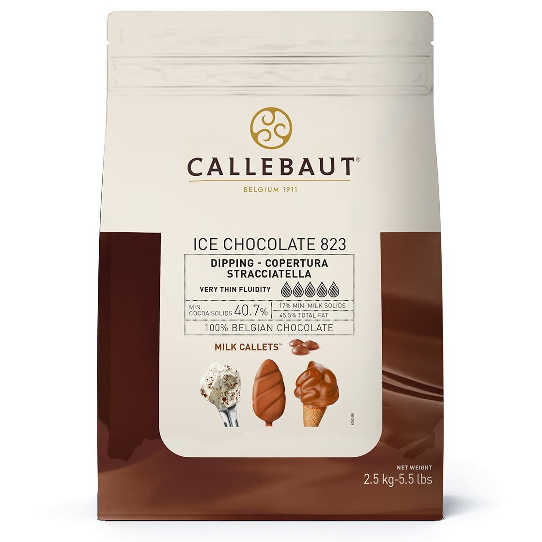 Callebaut Ice Chocolate 823 40.7% Milk Chocolate Callets