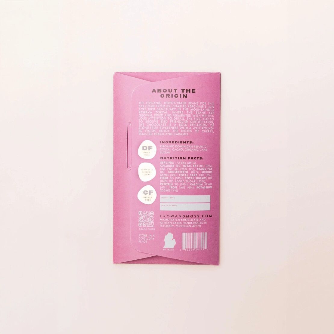 Crow & Moss Zorzal Dominican Republic 70% Dark Chocolate Bar