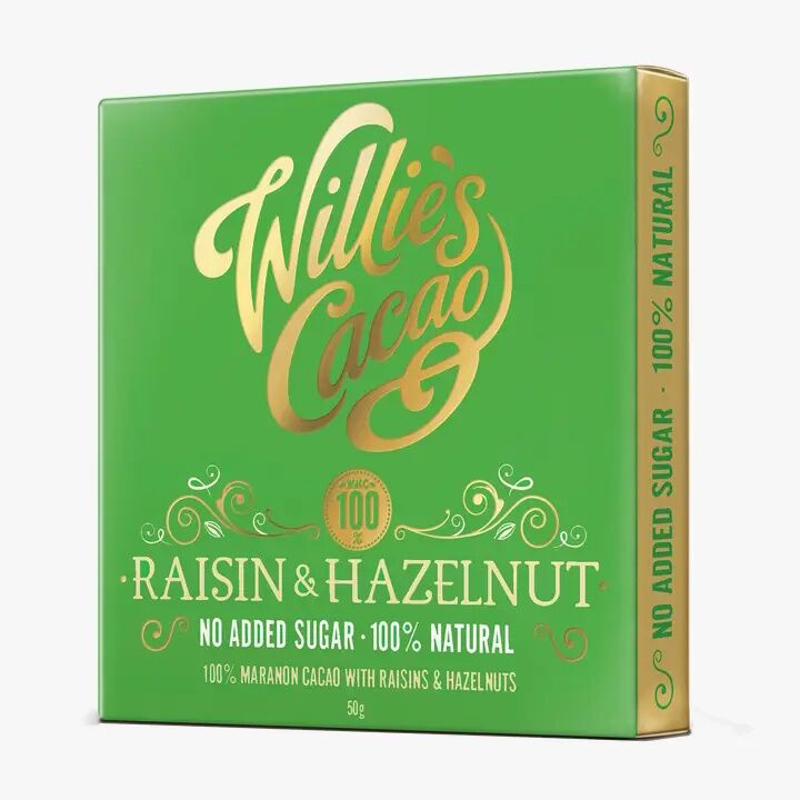 Willie's Cacao Peru 100% Cacao Bar with Raisin & Hazelnut