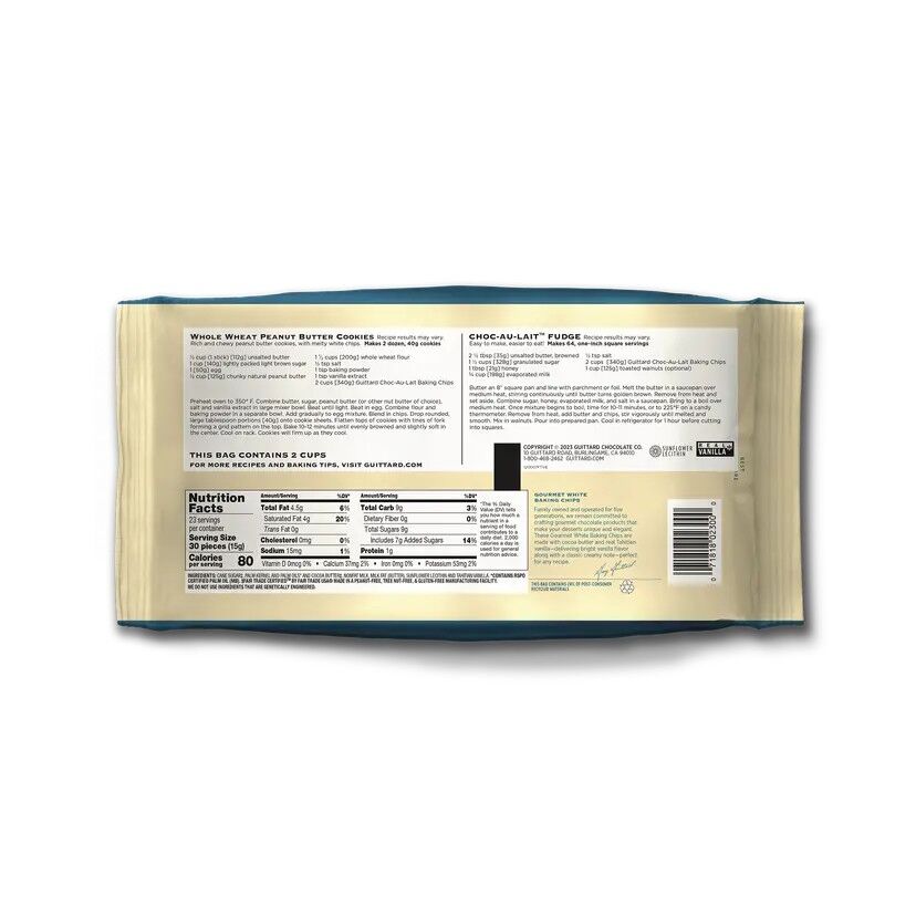 Guittard Choc-Au-Lait Gourmet White Baking Chips (12oz) Back