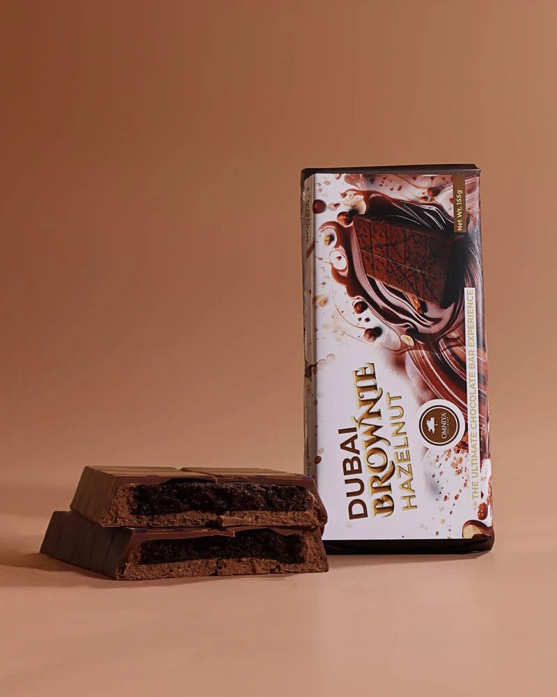 Omniya Delicacy Brownie Hazelnut Dubai Chocolate Bar Open Lifestyle