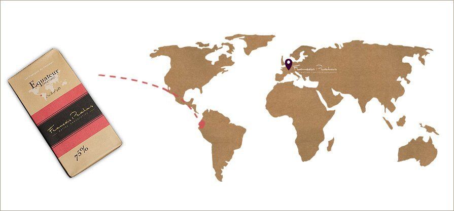 François Pralus Ecuador 75% Dark Chocolate Bar Map