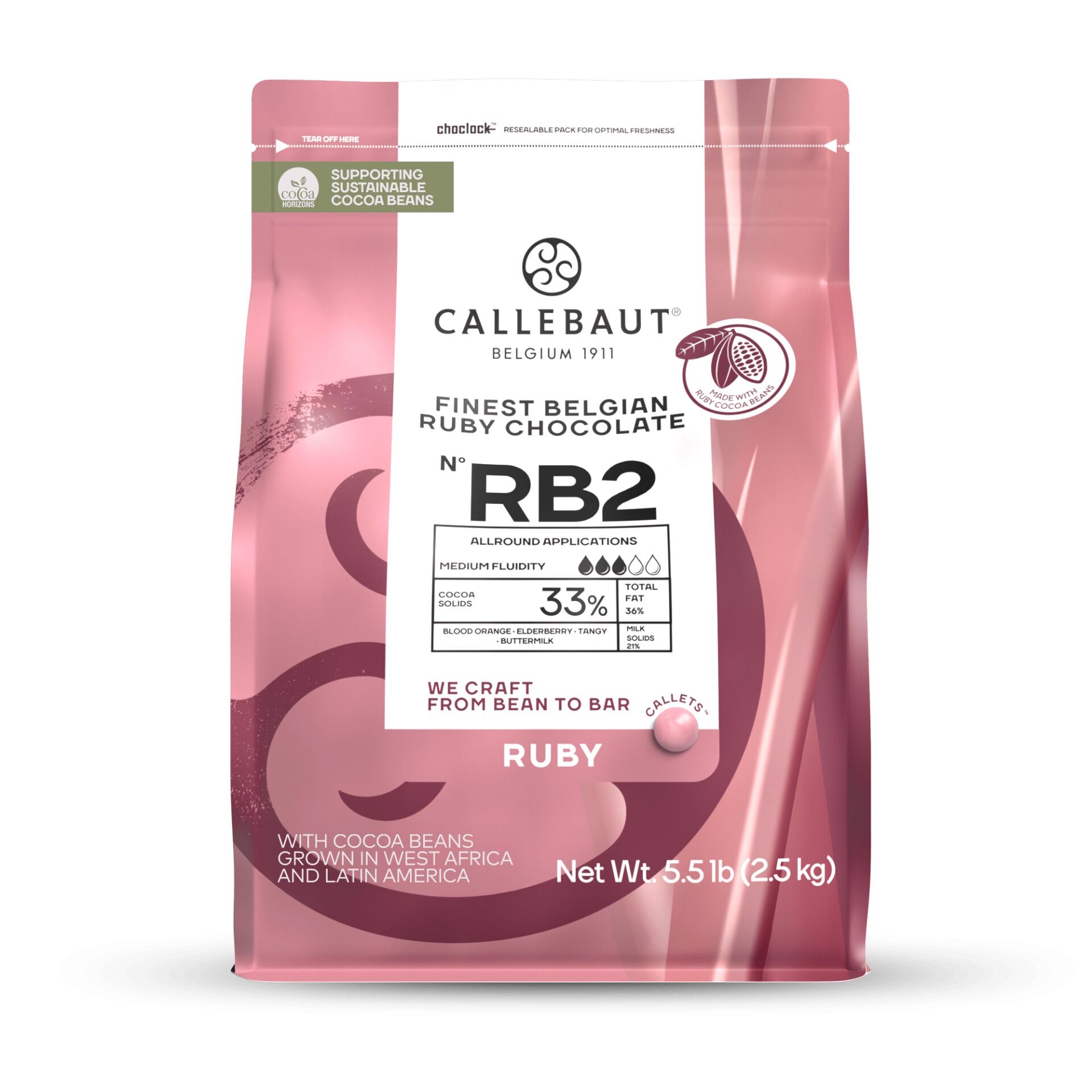 Callebaut RB2 33% Ruby Couverture Chocolate Callets