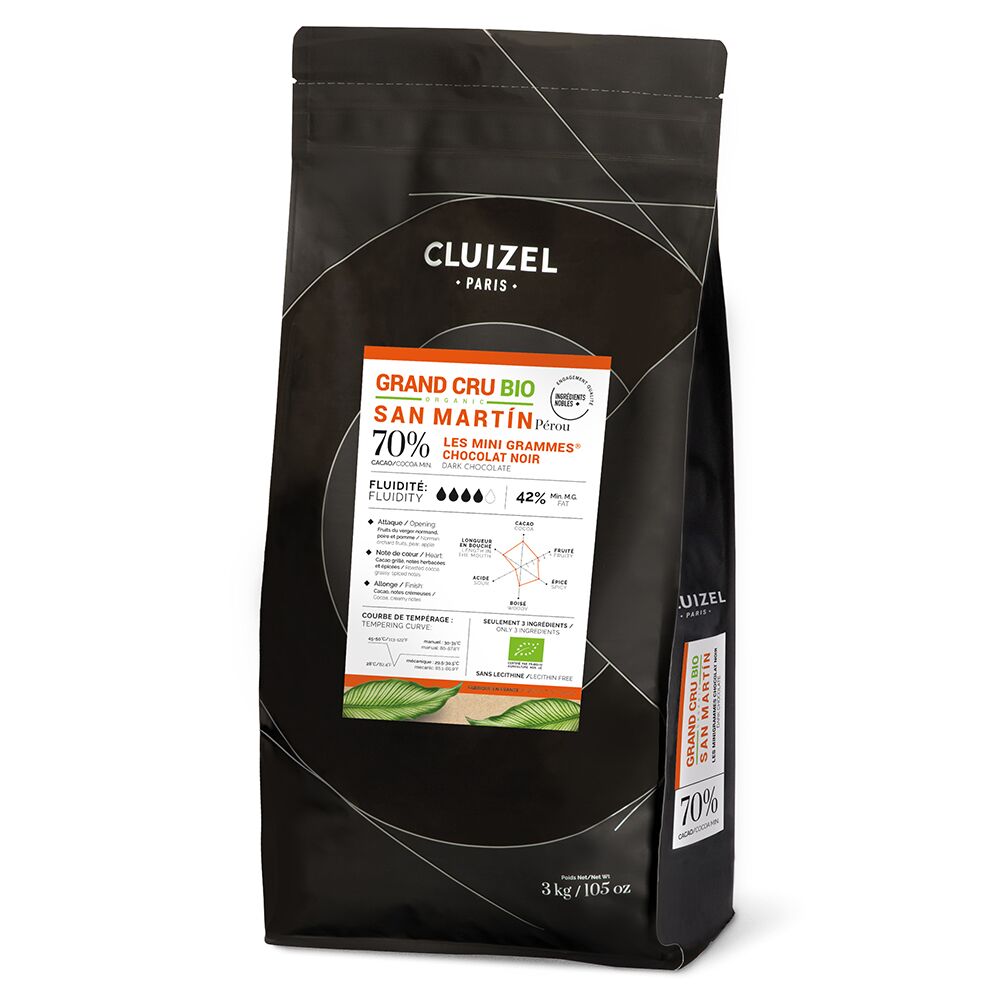 Cluizel San Martín Peru Organic 70% Dark Chocolate Couverture Mini Grammes