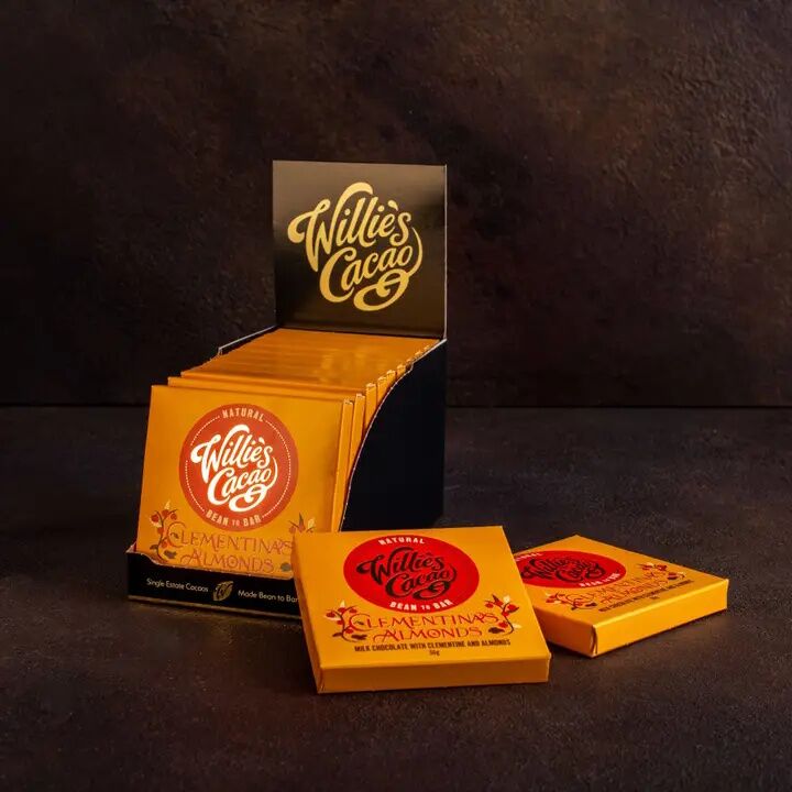 Willie's Cacao Rio Caribe Venezuela 44% Milk Chocolate Bar with Clementine & Almonds Case
